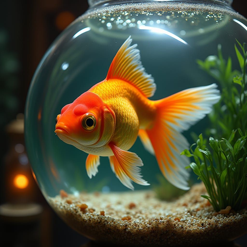 Regal Goldfish Princess in Opulent Aquarium