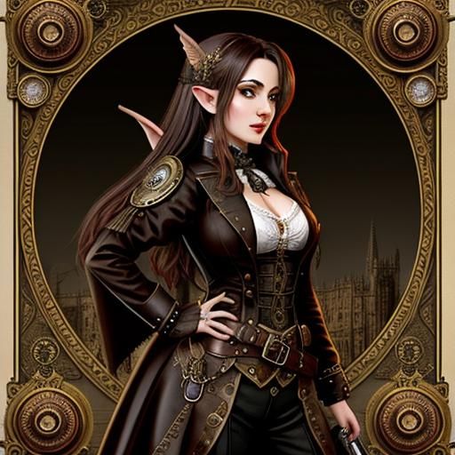 Steampunk Half-Elf Bard in Victorian Era