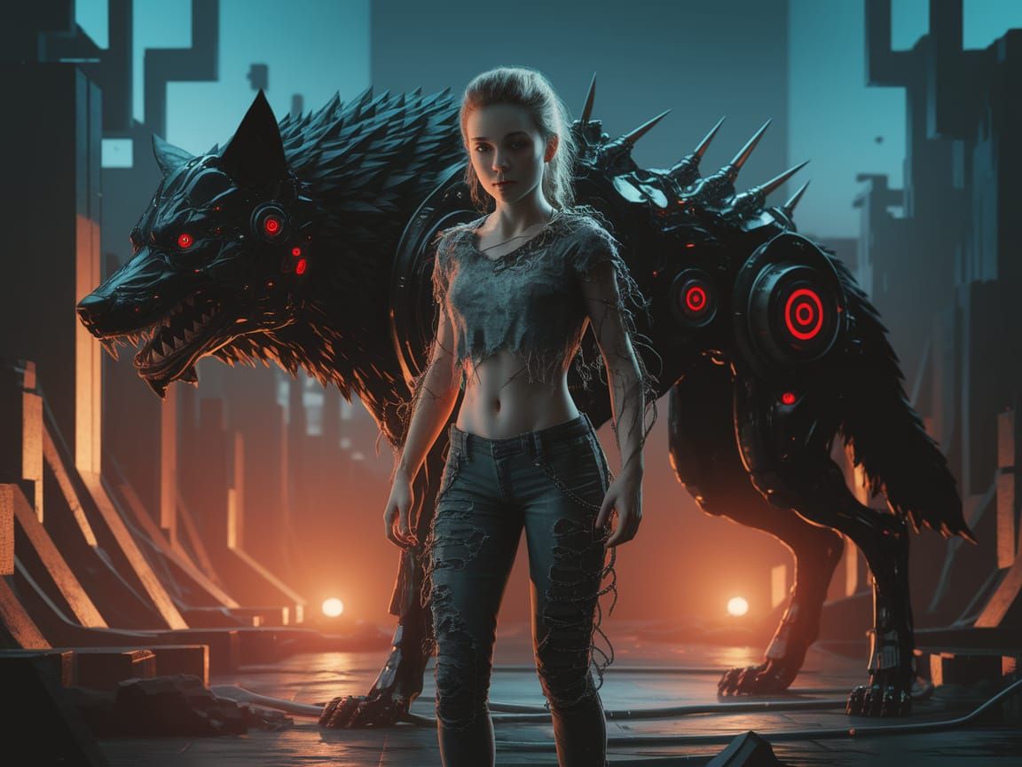 Genetically Modified Woman and Bio-Weapon Wolf in Digital Ar...