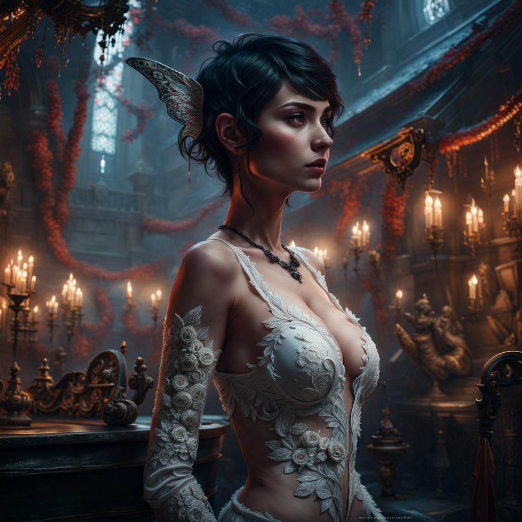 Beautiful French Pixie in Gothic Fantasy Style