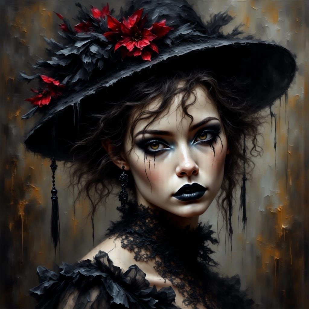 Goth Woman in Lace and Victorian Dress