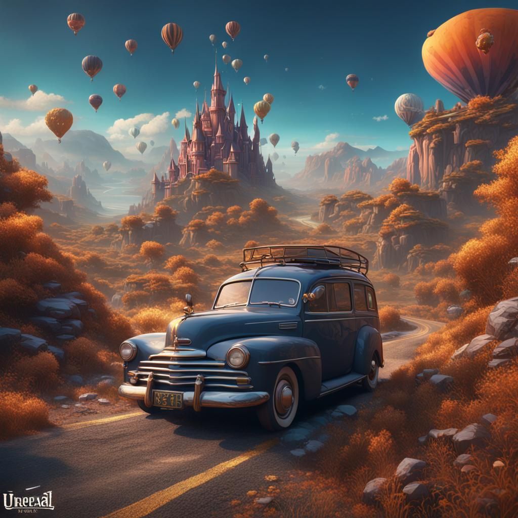 Detailed Matte Painting of a Road Trip