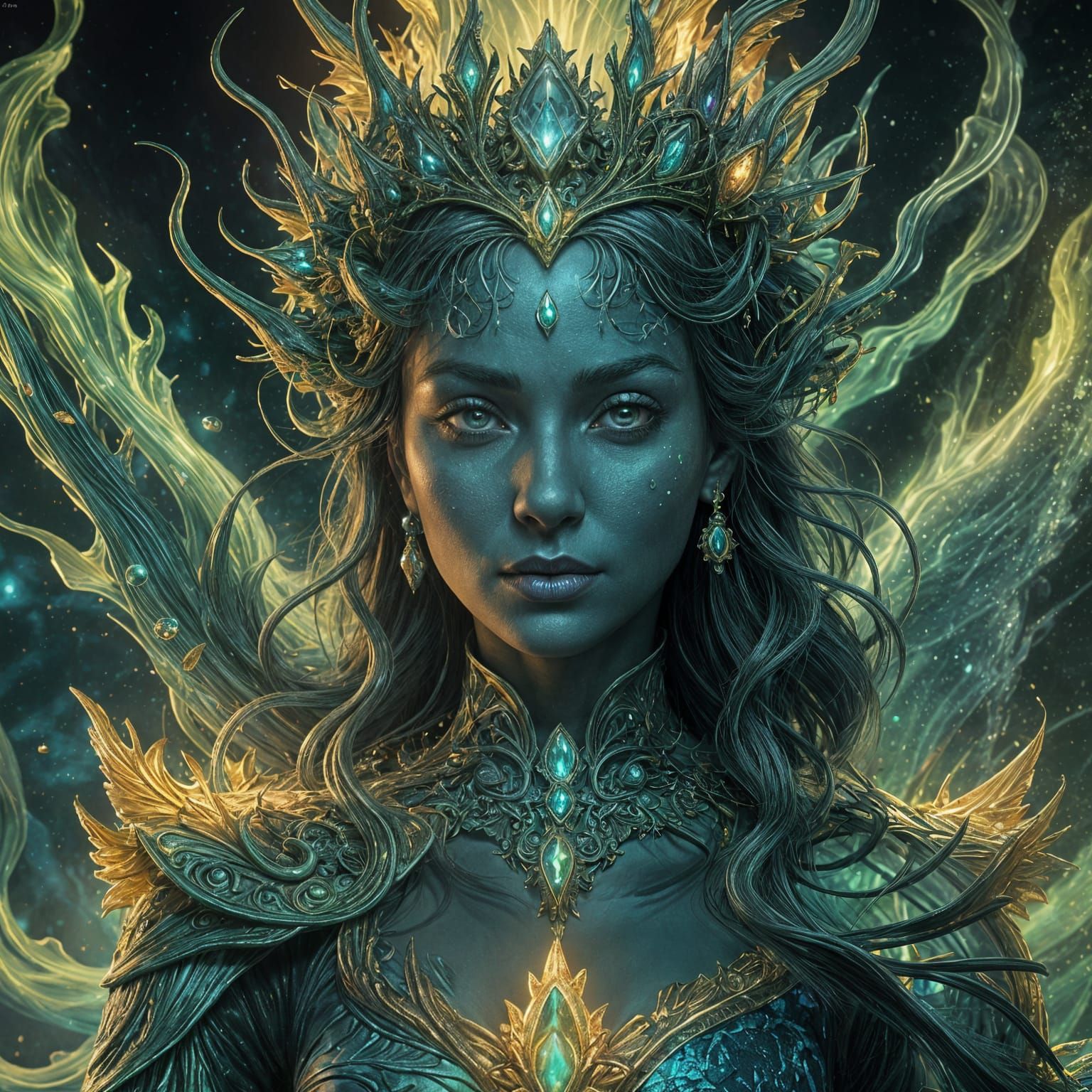 Psychedelic Blue Queen in Deep Ocean Fire