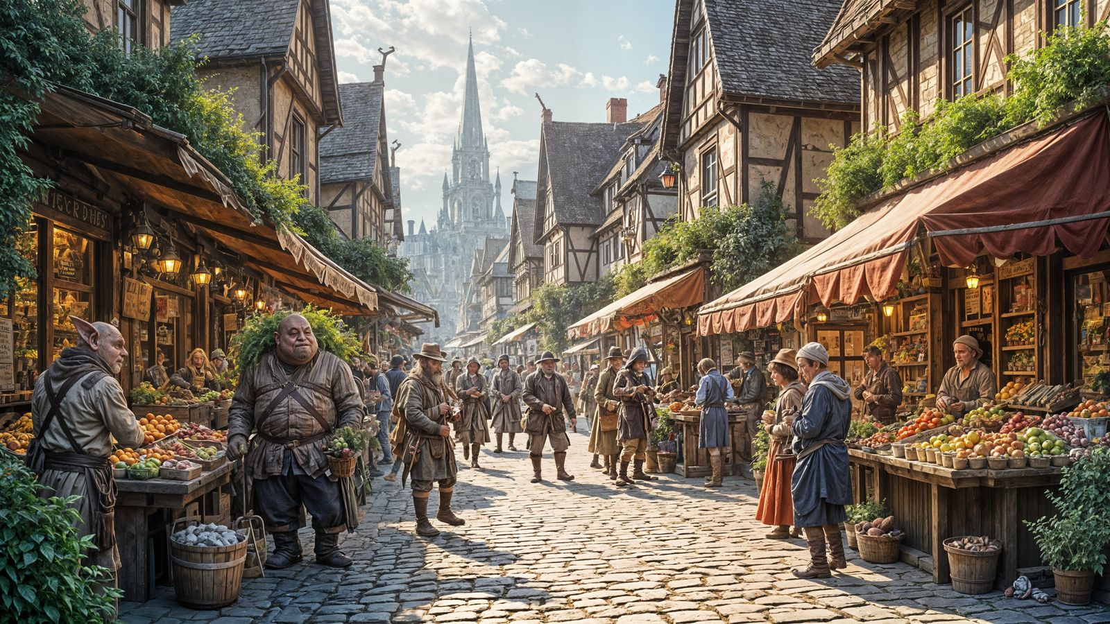Morning Market in Half Timbered Square