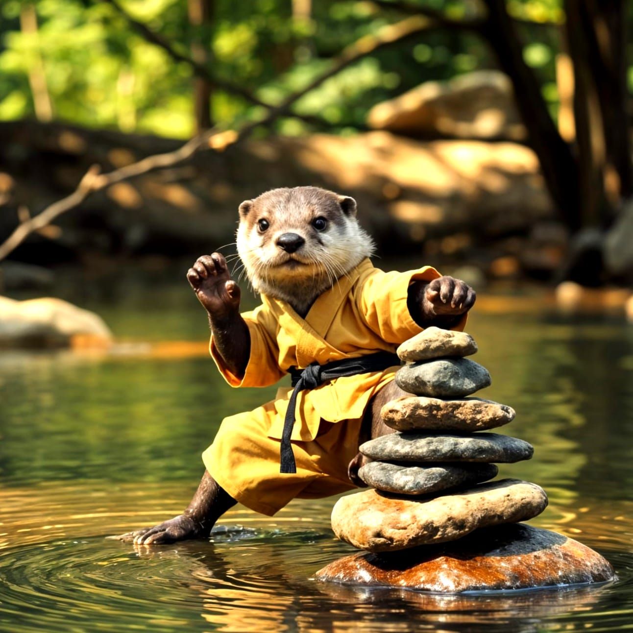Karate Otter Strikes a Pose in Martial Arts Film Style