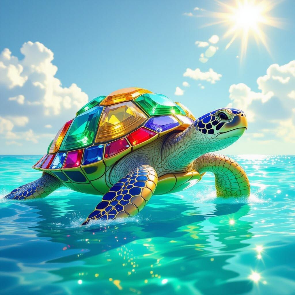 Gemstone Turtle Rising: A Digital Art Masterpiece