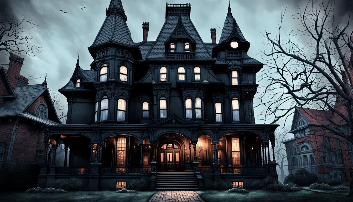 Eerie Victorian Manor in Dark Fantasy Style