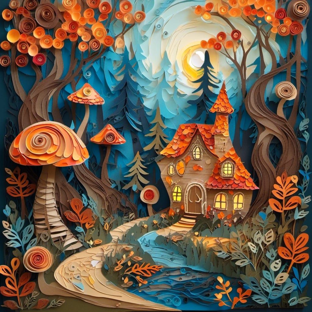 Enchanted Forest Snail Papercut Art