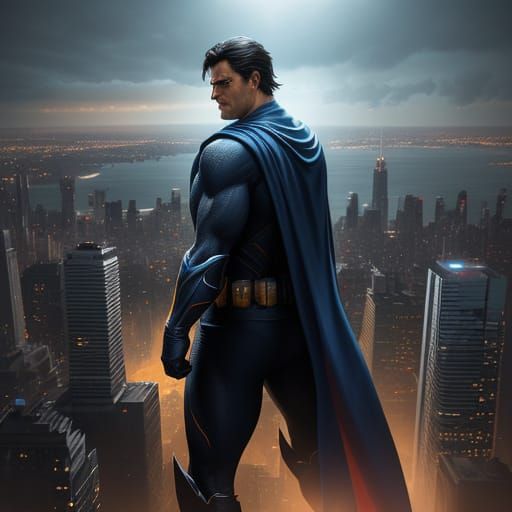 Dramatic City Hero in Hyperrealistic Concept Art
