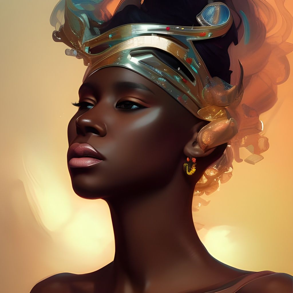 Black Goddess Portrait in Hyperdetailed Style