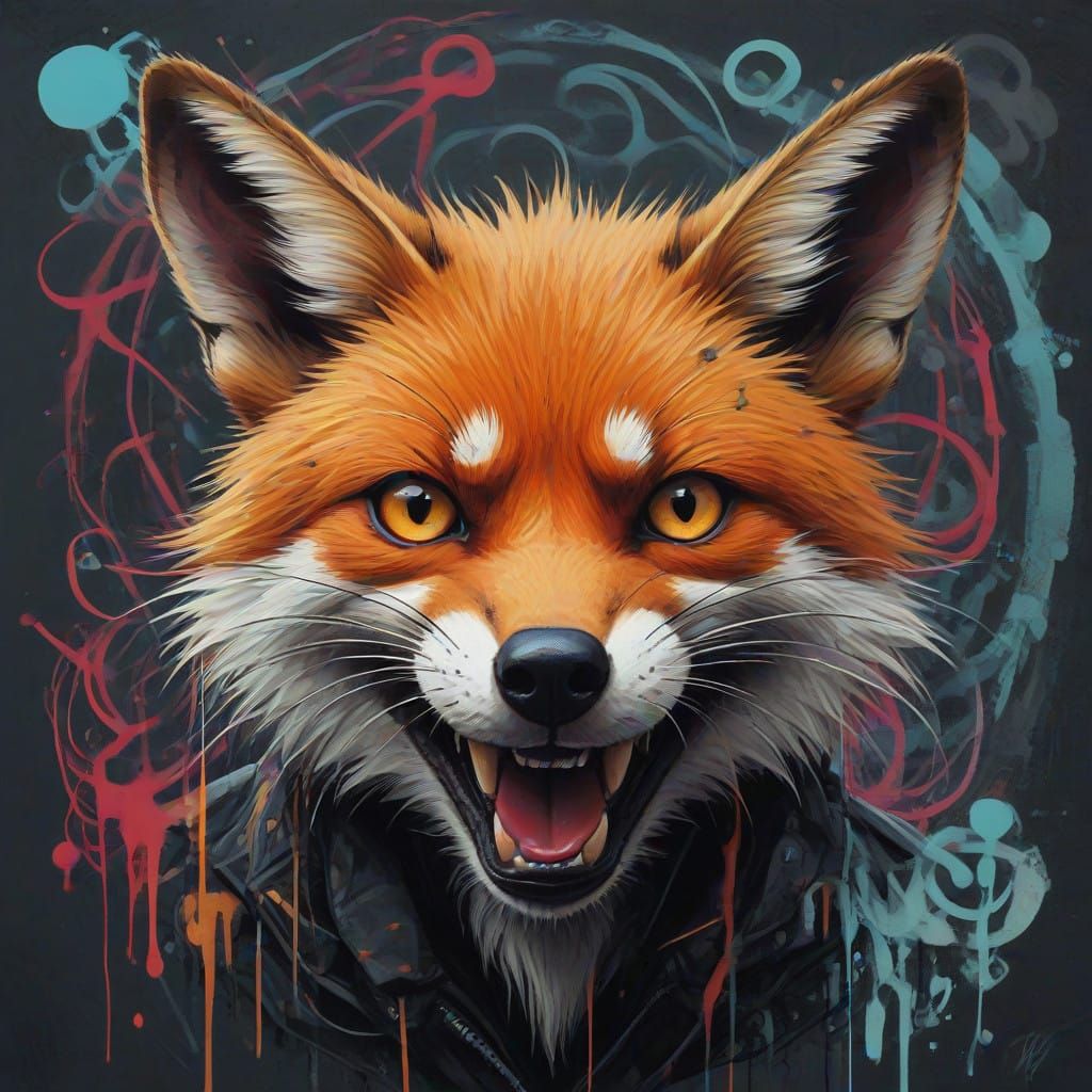 Sly Fox Goddess in Vibrant Graffiti Style