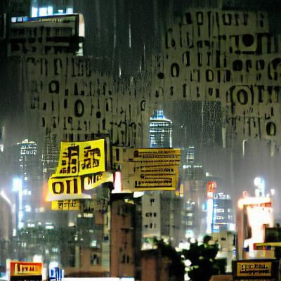 Rainy Night in a Neon City