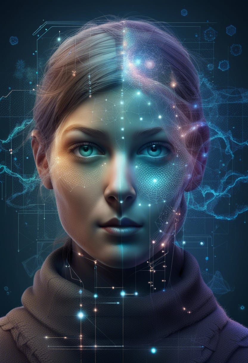 AI Female Portrait: Digital Art of Future Tech