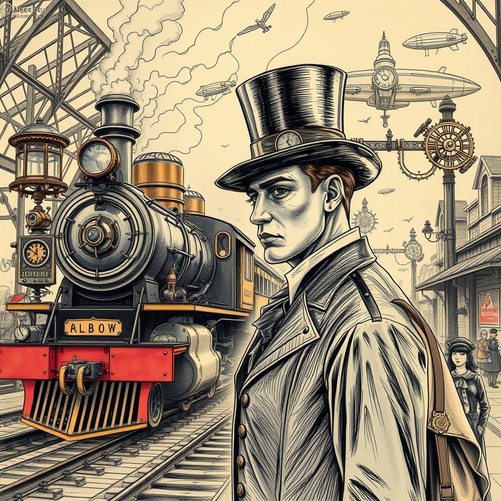 Elegant Steam-Powered Locomotive Arrives in Whimsical Steamp...