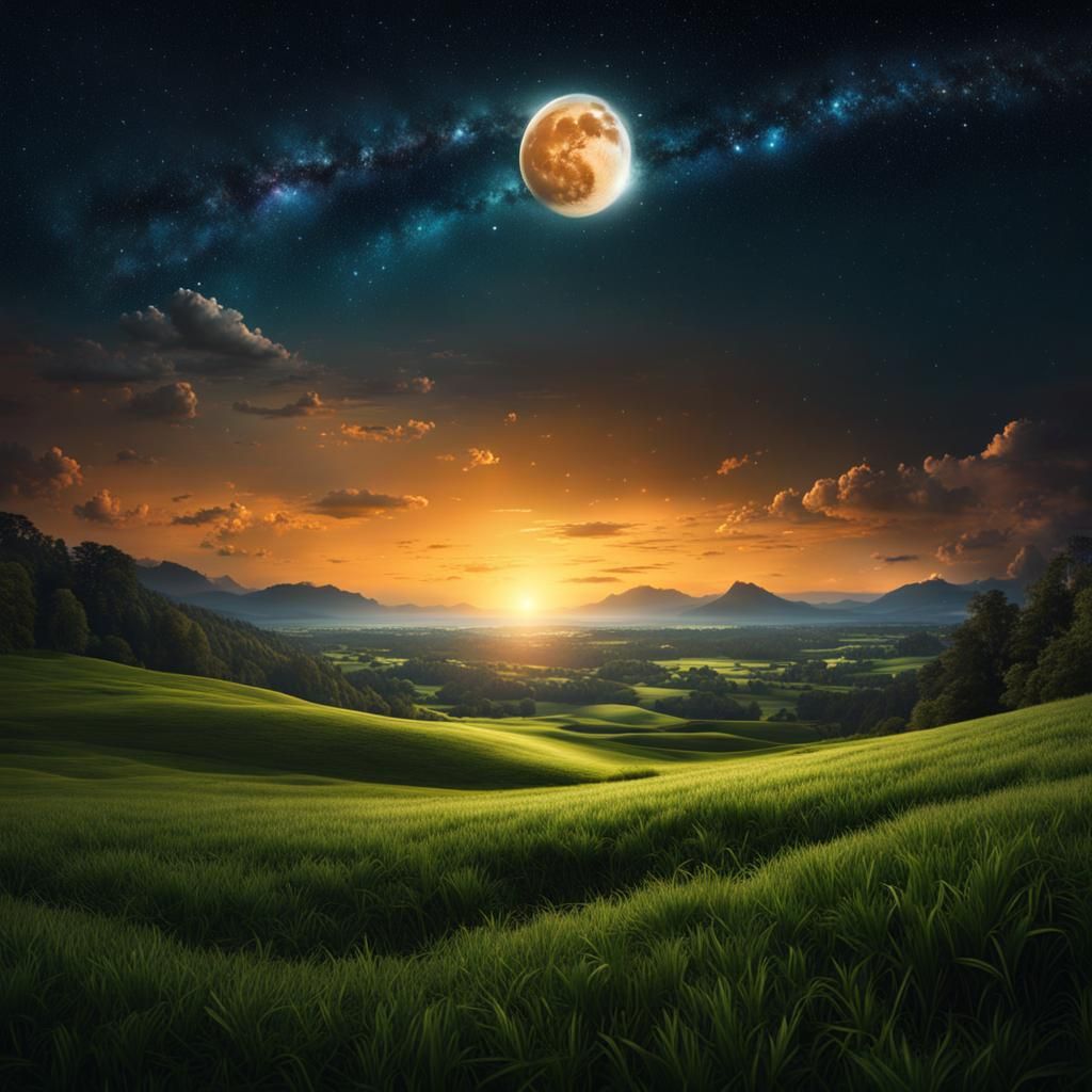 Dramatic Starry Night Sky Digital Matte Painting
