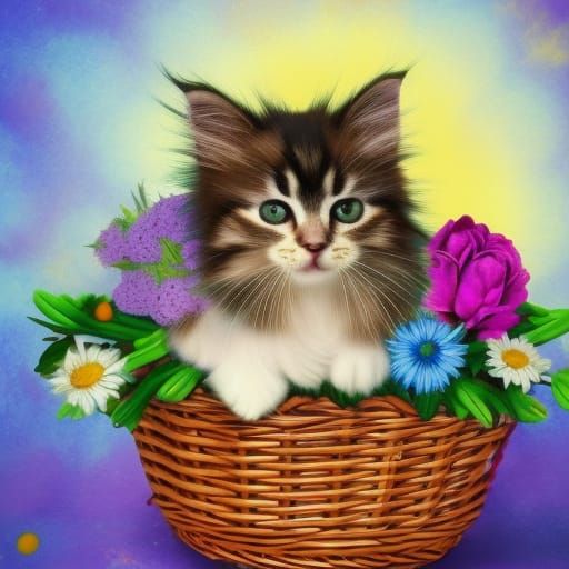 kitten in basket