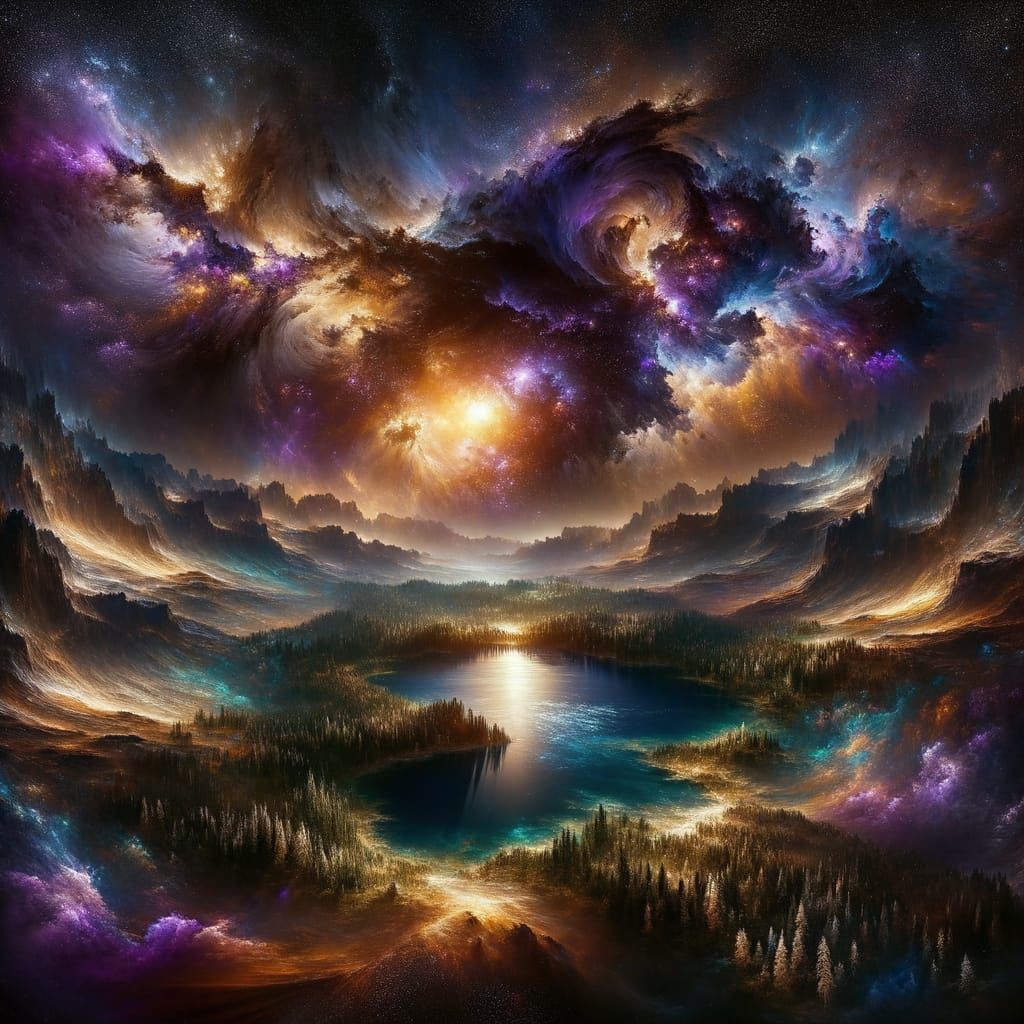 Alien Planet: Lake Amidst Forested Mountains