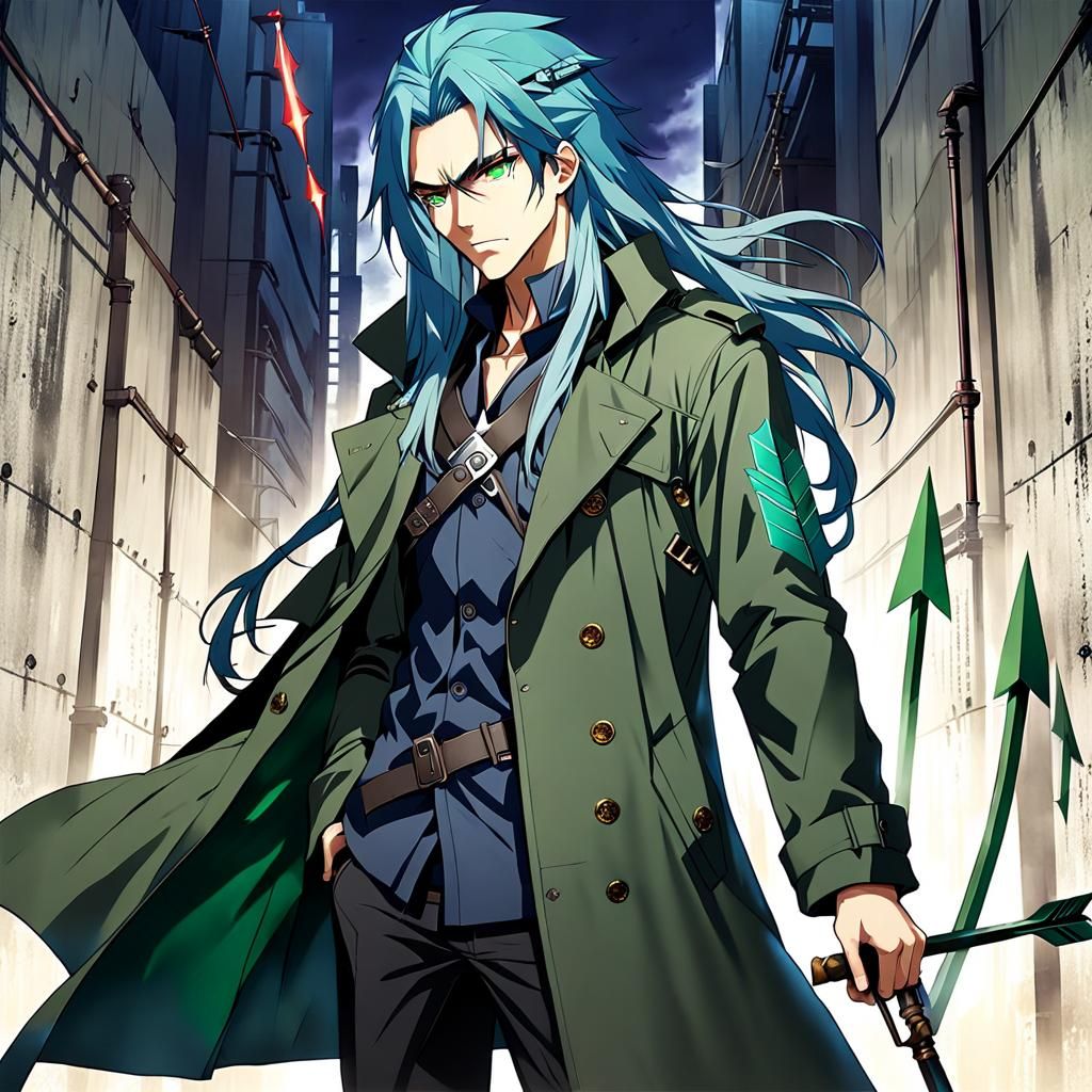 Wounded Man in Futuristic Anime Style