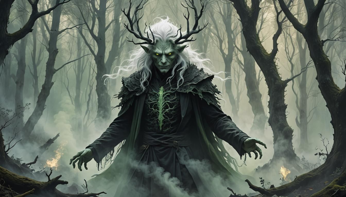 Ethereal Shadow Spirit in Ominous Forest