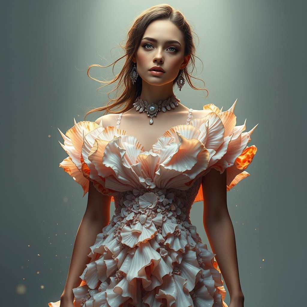 Ethereal Sea Shell Goddess in Triadic Colors