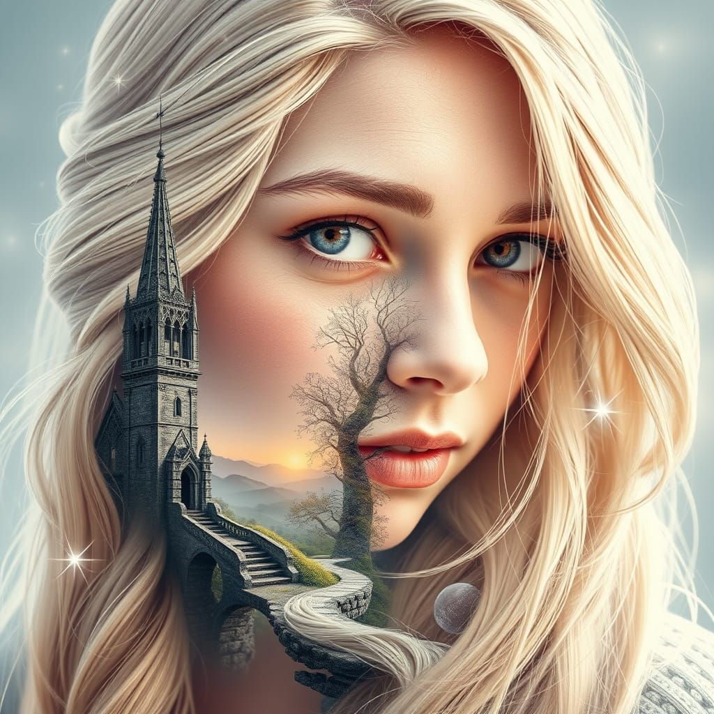 Ethereal Portrait of Rapunzel in Dreamy Fantasy Landscape