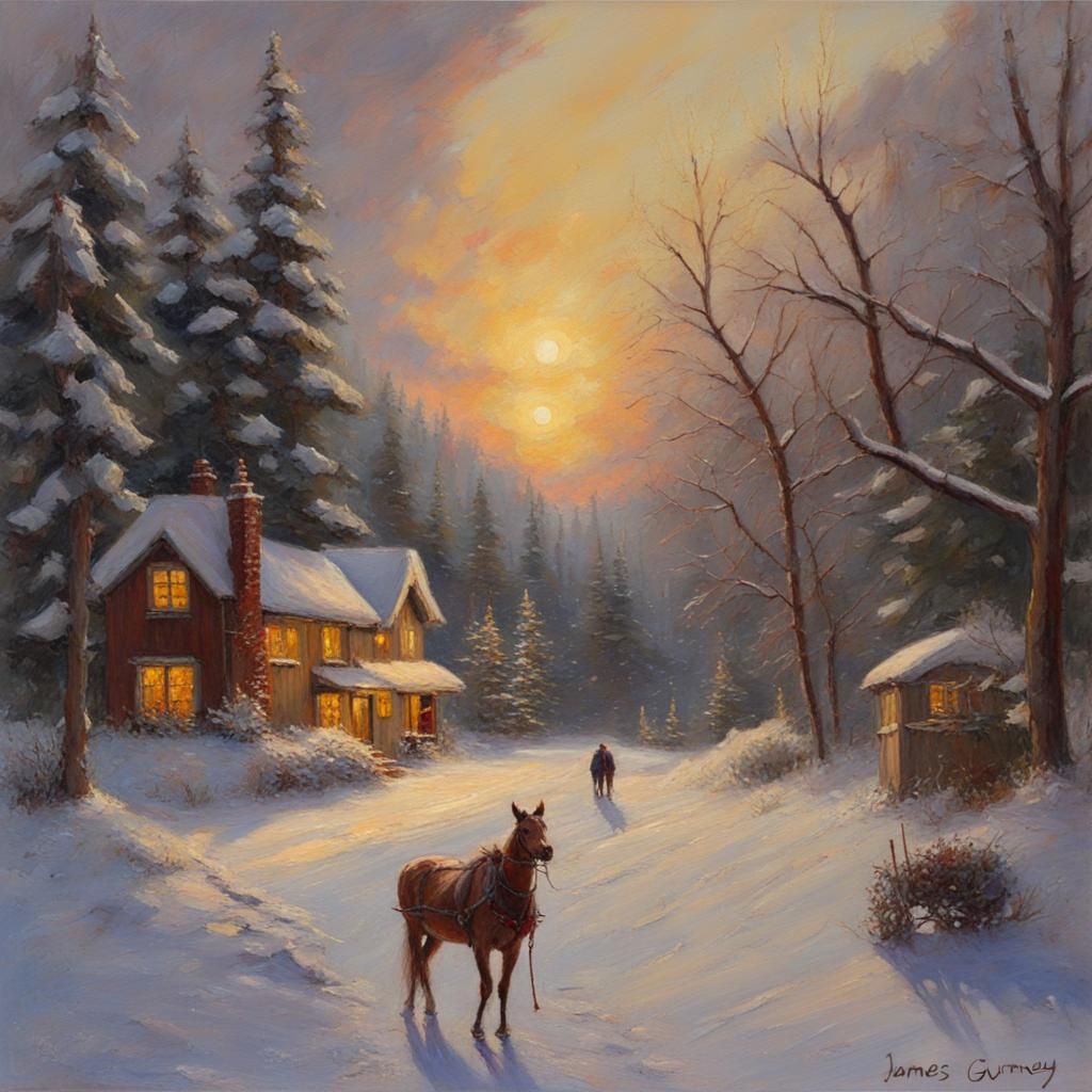Merry Christmas Card in James Gurney Style