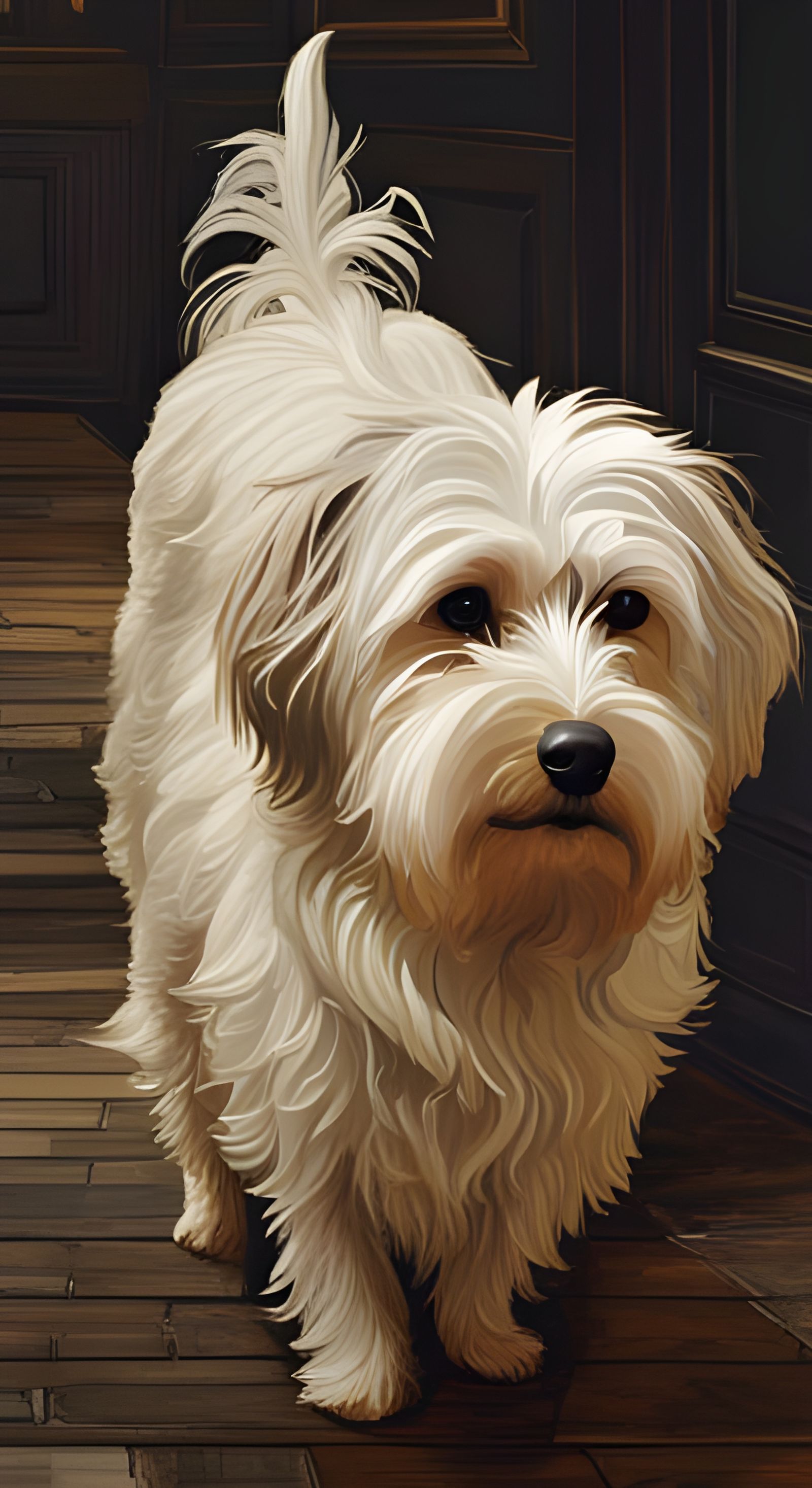 Detailed Dutch Smoushond Dog Painting