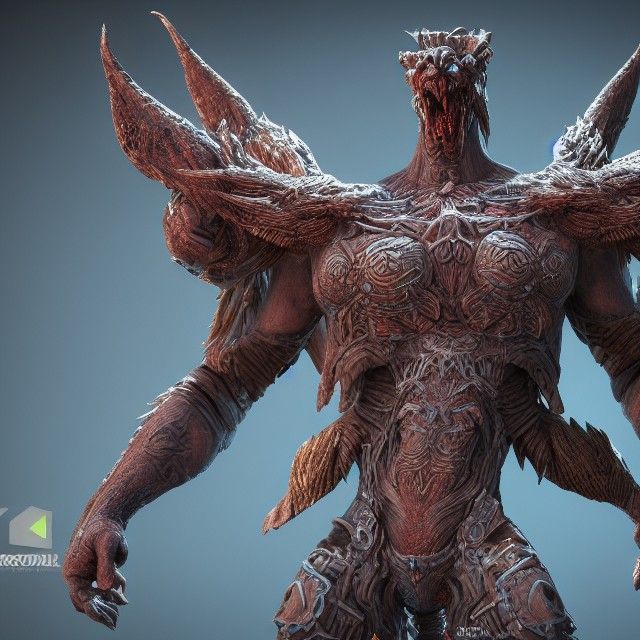 Detailed Model of an Evil Sci-Fi Nephilim God