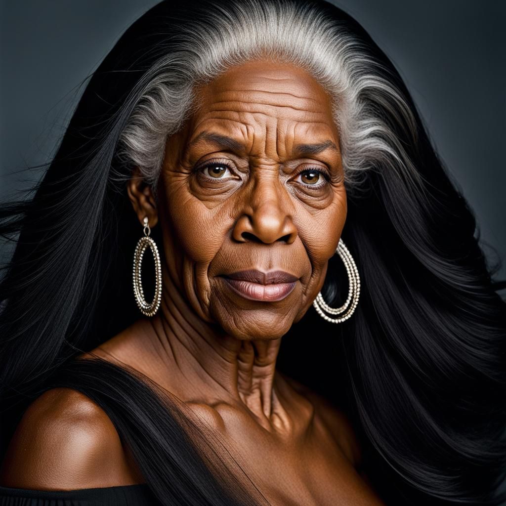 Elegant Silver-Haired Woman Portrait in Studio Lighting