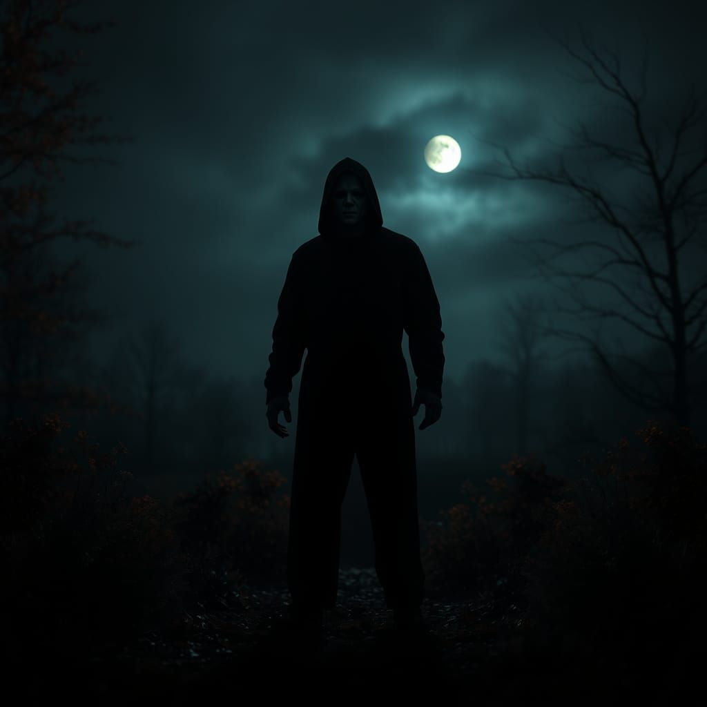 Michael Myers in Autumnal Horror Landscape, Photorealistic S...