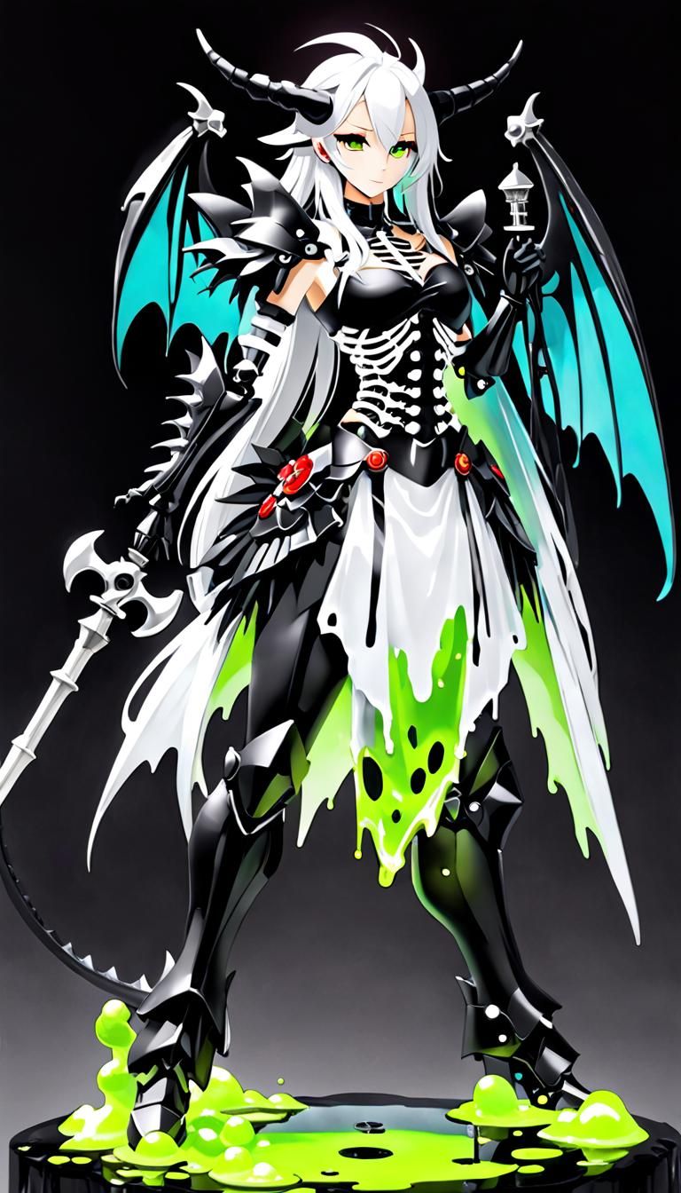 Dragon-Robot Chimera Girl with Slime Body