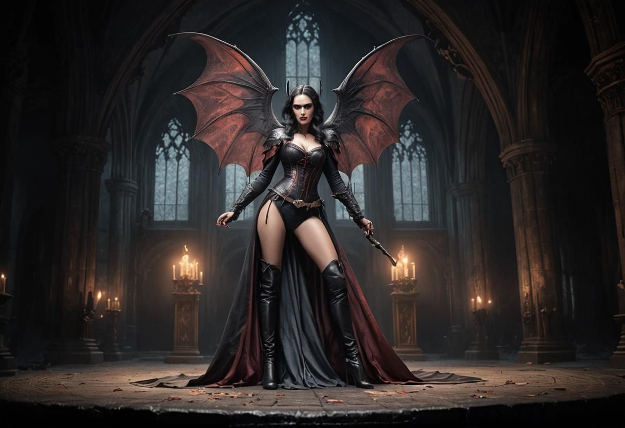 Female vampire with bat wings