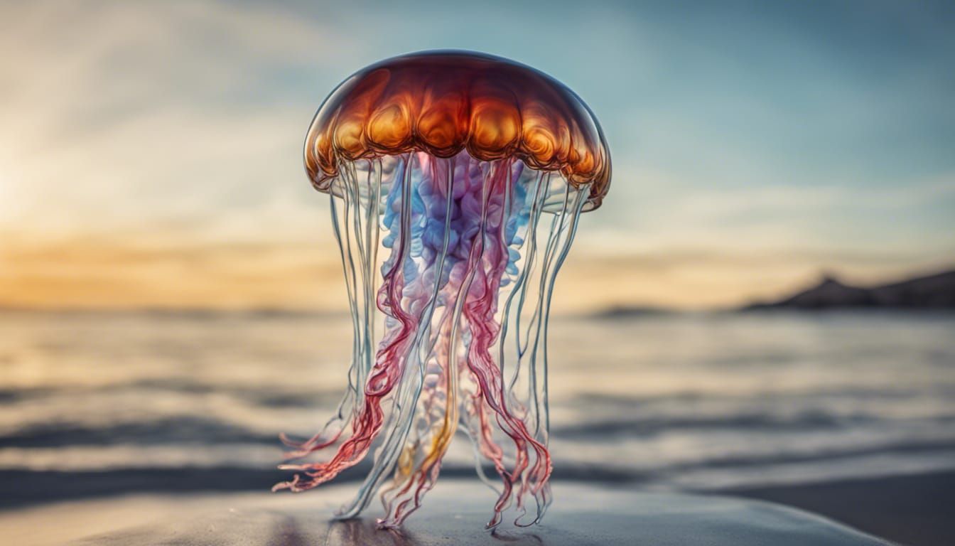 Blown Glass Jellyfish with Intricate Details