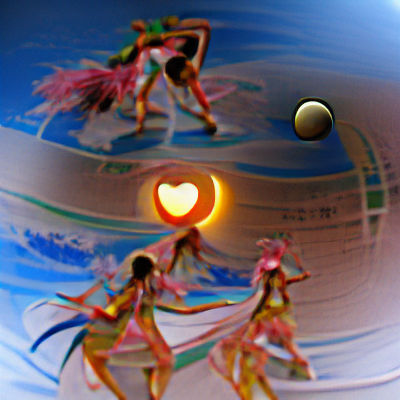 Dancers, Sun, Moon, Planet and Hearts