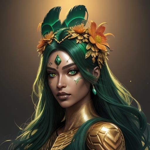 Metallic Woman Portrait in Comic Book Style