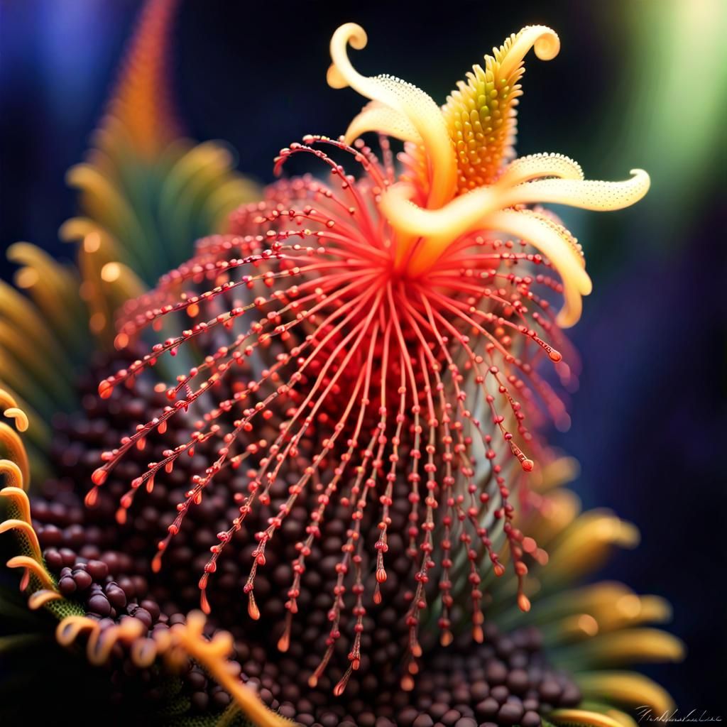 Bioluminescent Micro-Plants in a Botanical Wonderland