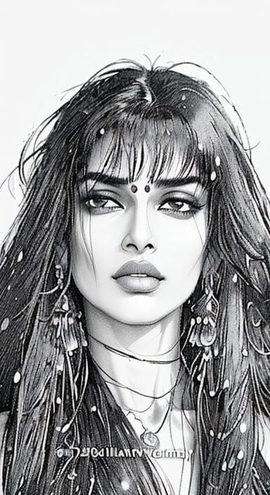 Indian Goddess in Rainy Black Bikini