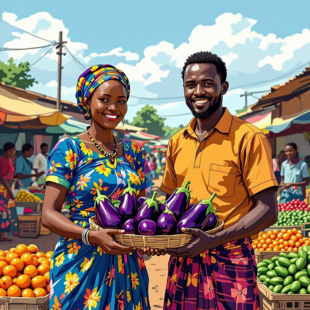 Ugandan Farmers Sell Eggplant Harvest in Manga Style