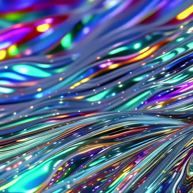 Detailed Glass Art with Rainbow Sunlight and Sparks