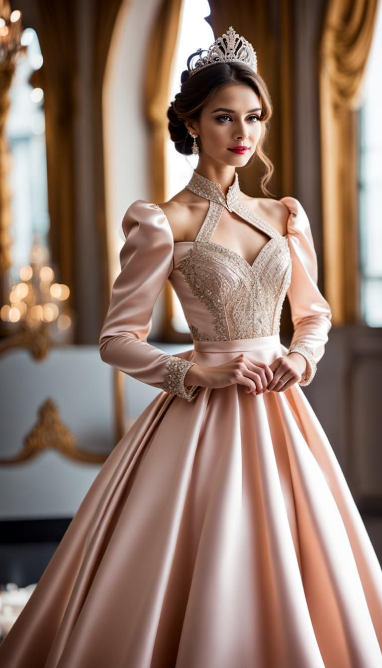 Princess in Satin Ball Gown: Professional Photography
