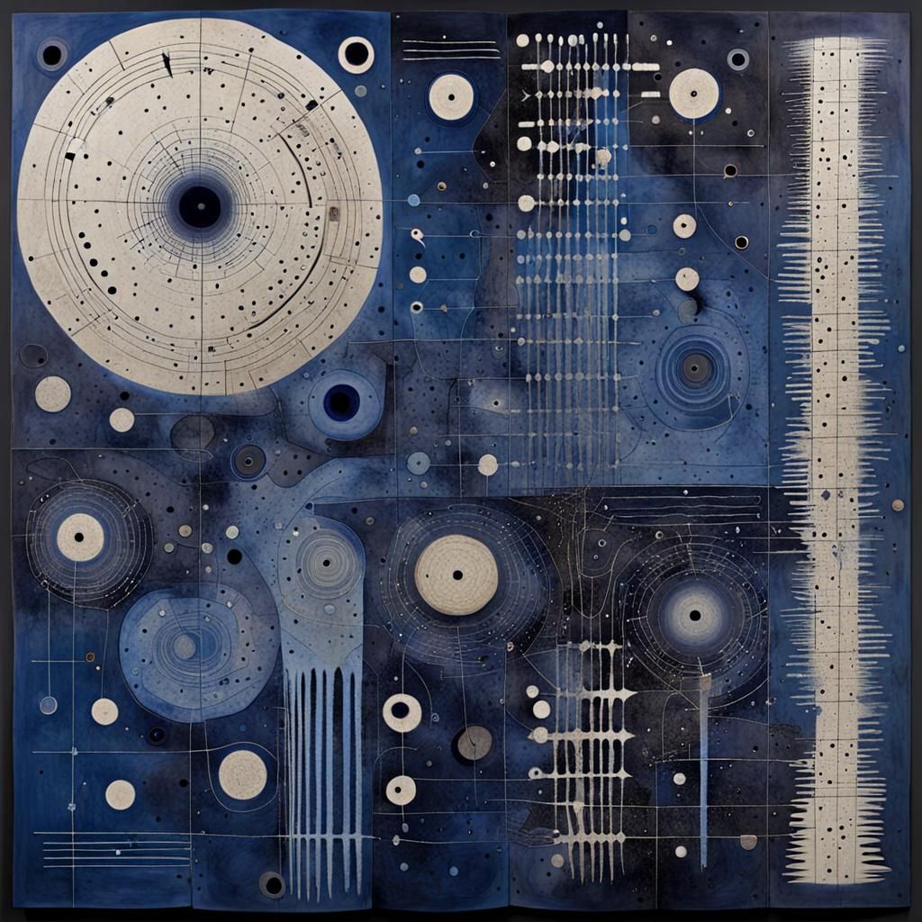 Abstract Sci-Fi Geographies in Midnight Blue Hues