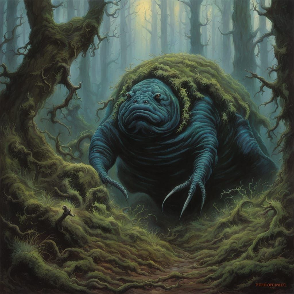 Cosmic Horror Tardigrade Emerges from Dark Forest