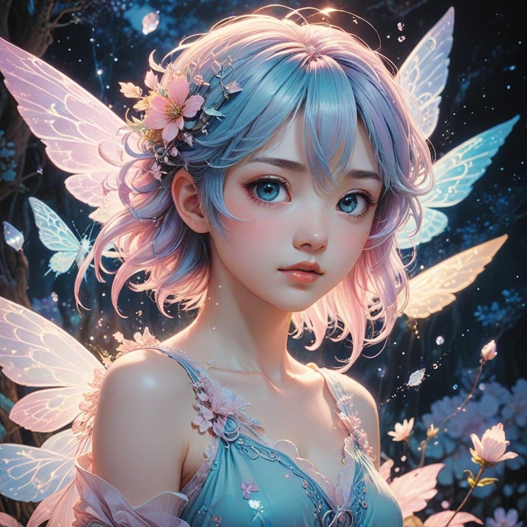 Whimsical Faerie Realm in Vibrant Anime Style