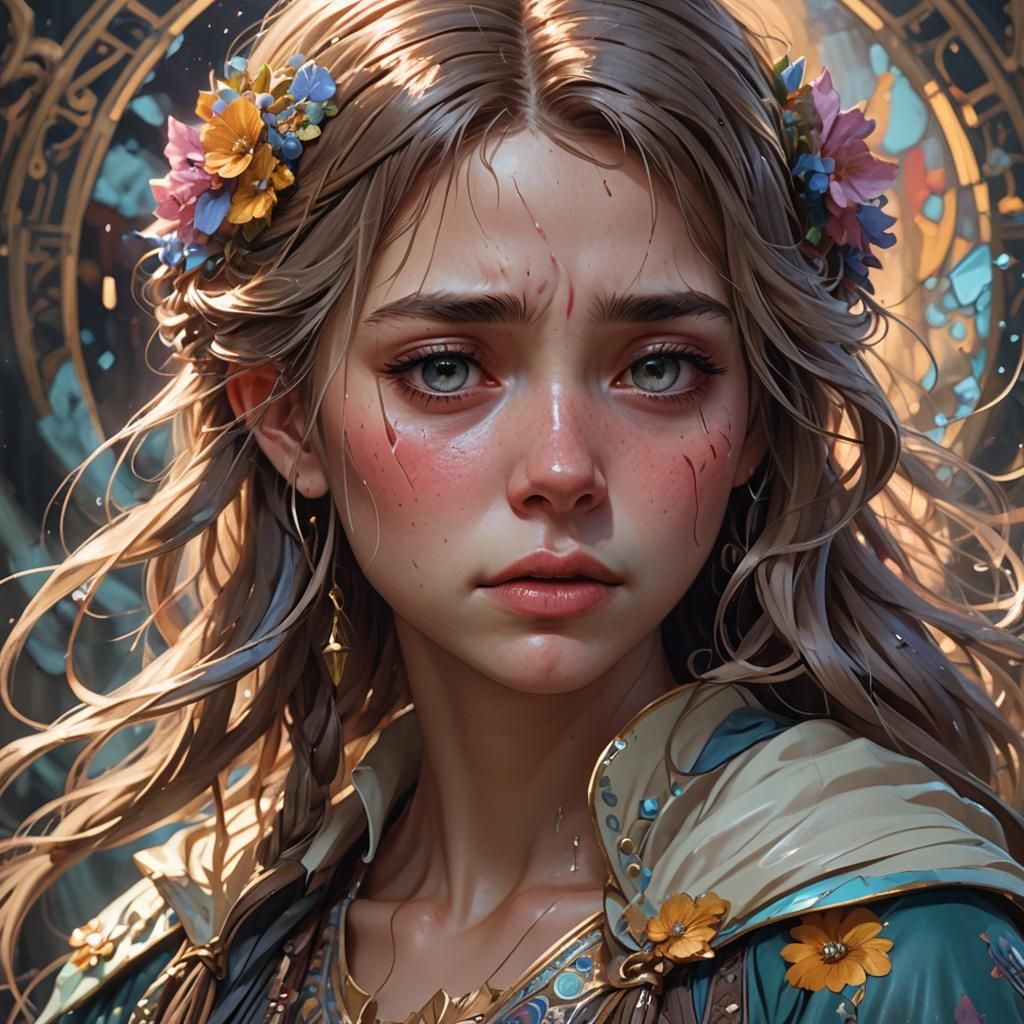 Sad Girl Crying: Hyperdetailed Portrait in Unreal Engine