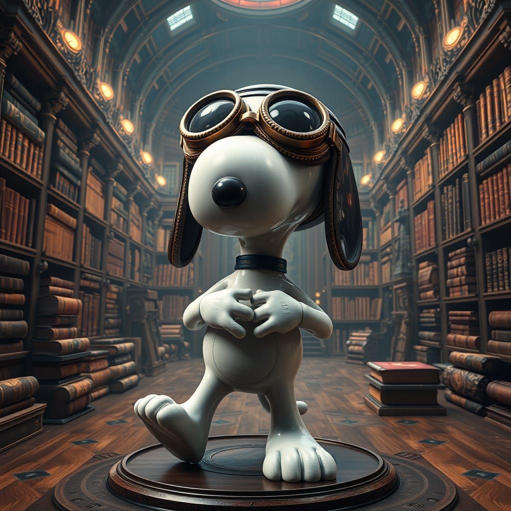 Futuristic Snoopy in Epic Composition, Blending Past and Fut...