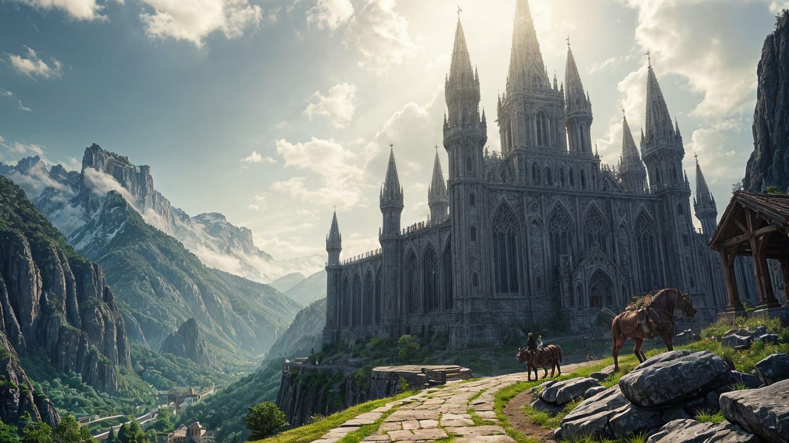 Majestic Fantasy Kingdom with Gothic Citadel