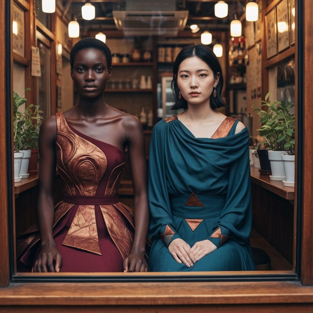 Elegant Women in Japanese Cafe