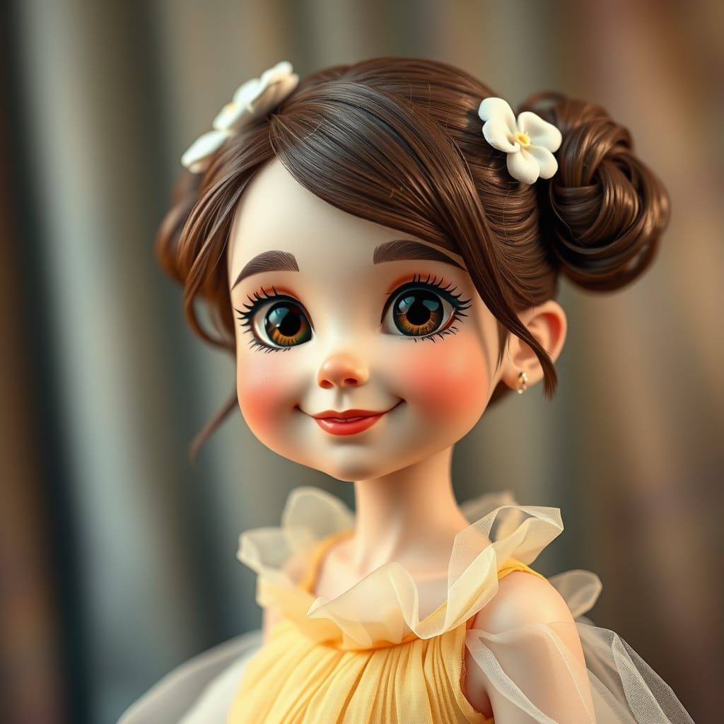 Charming Portrait of Girl with Brown Hair