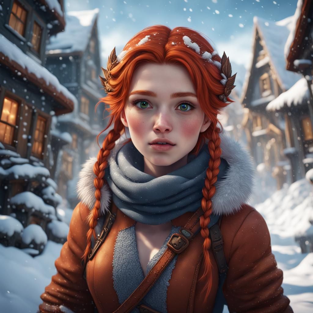 Girl play in the snow