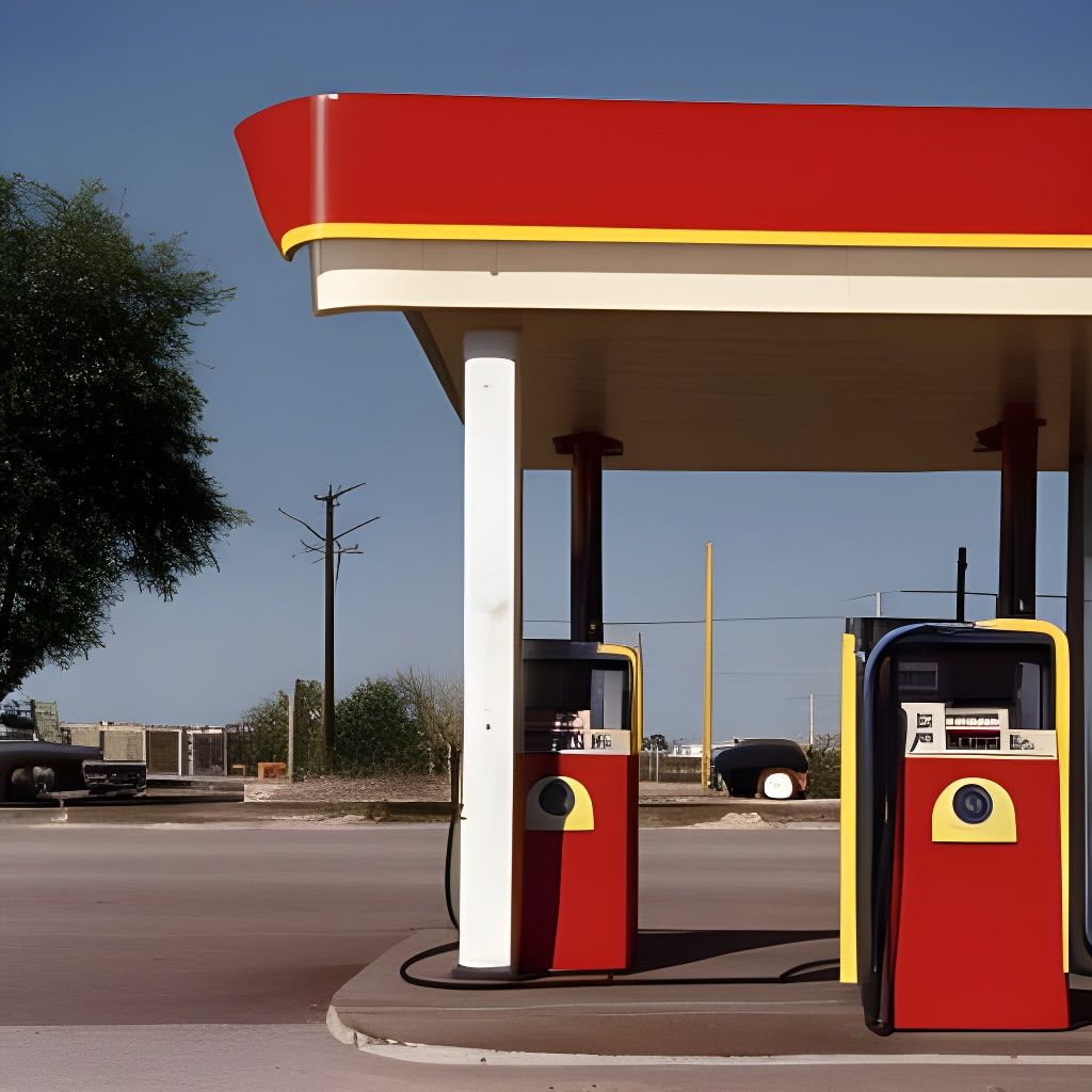 Fuel Station Scene in Color Photography Style